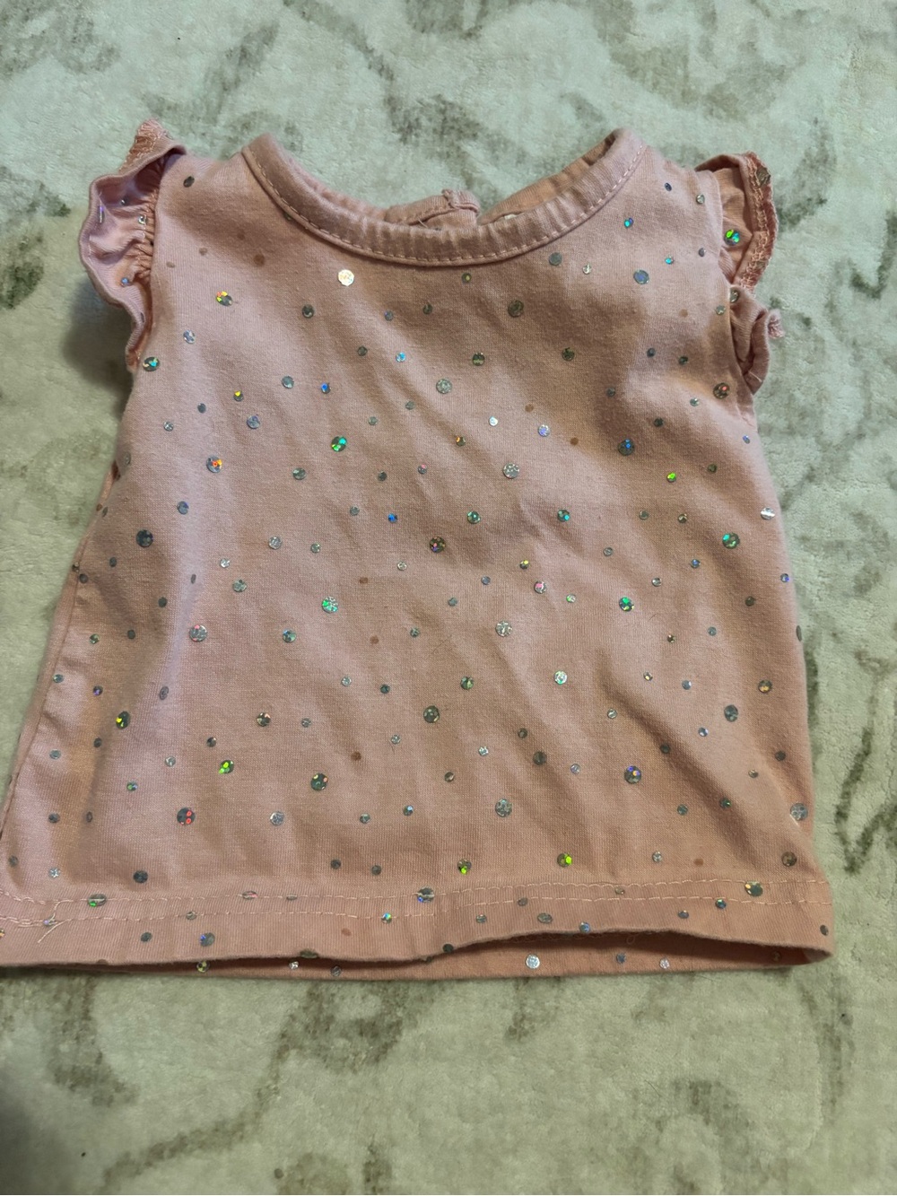 Little Lass Pink Sequin Dot Flutter Sleeve Tee